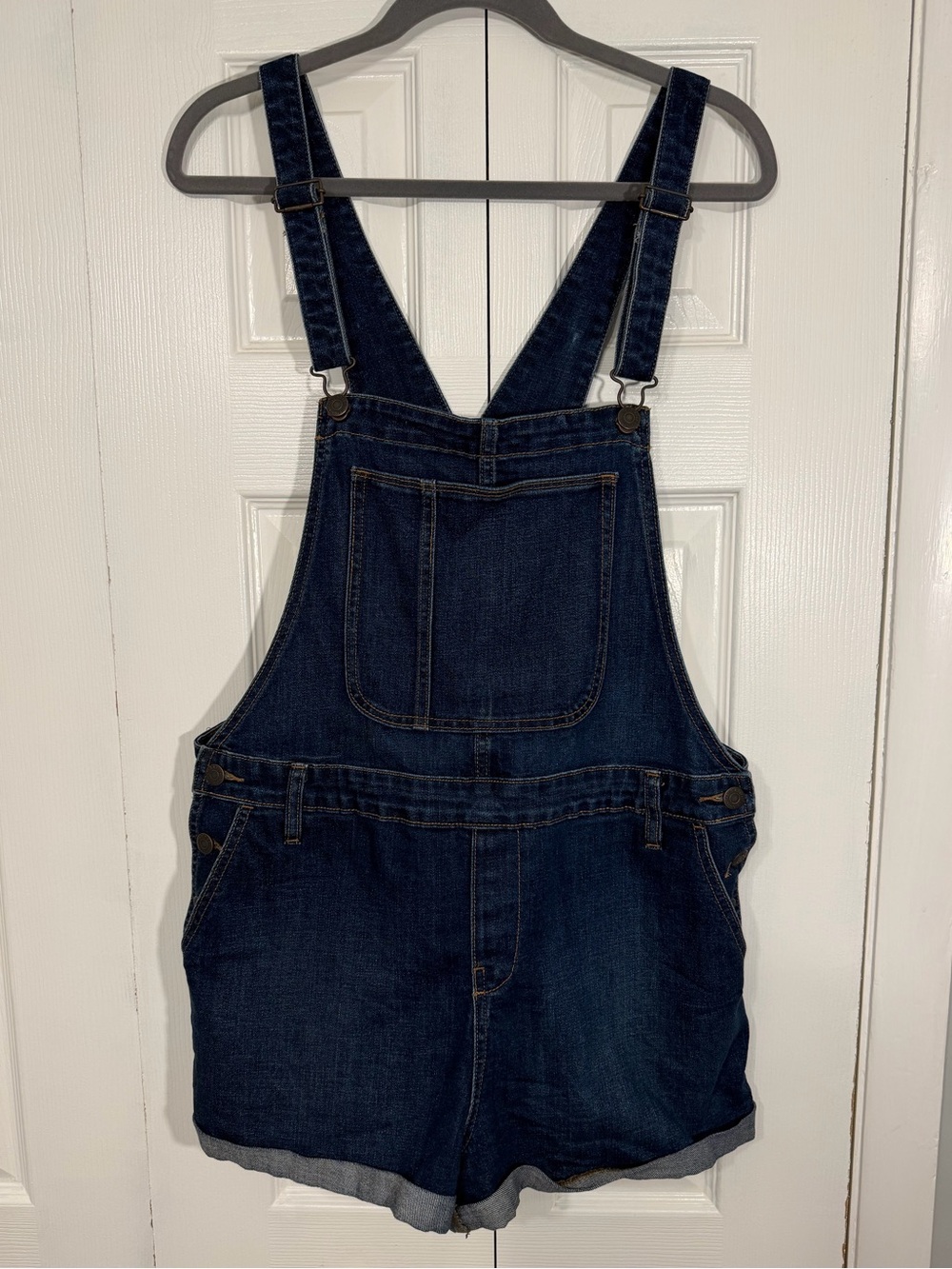 Old Navy Denim Short Overalls Size L Dark Wash
